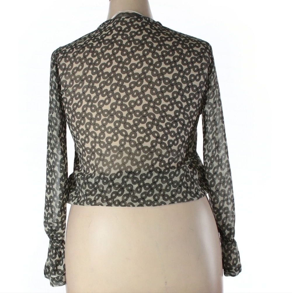 Zara Sheer Patterned Long Sleeve Blouse Size XL - Picture 3 of 6